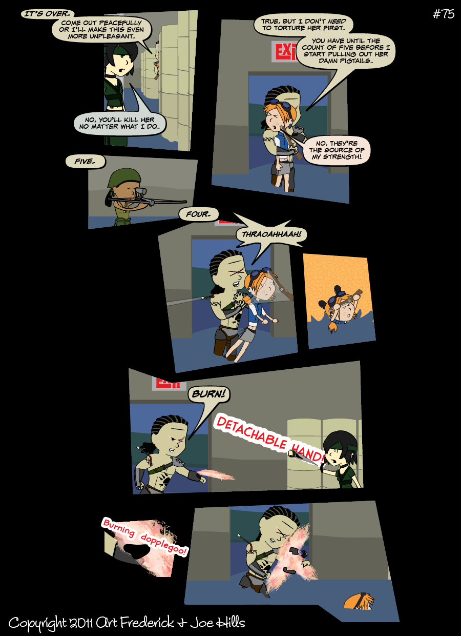 Doppleblob goo burns at thousands of degrees. Burn. Burn. The comic.